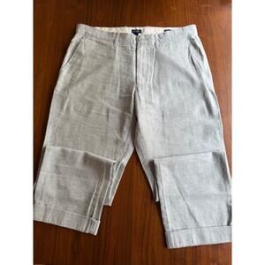 J.Crew Straight Fit Linen Blend Trousers Pearl Grey 33x30
